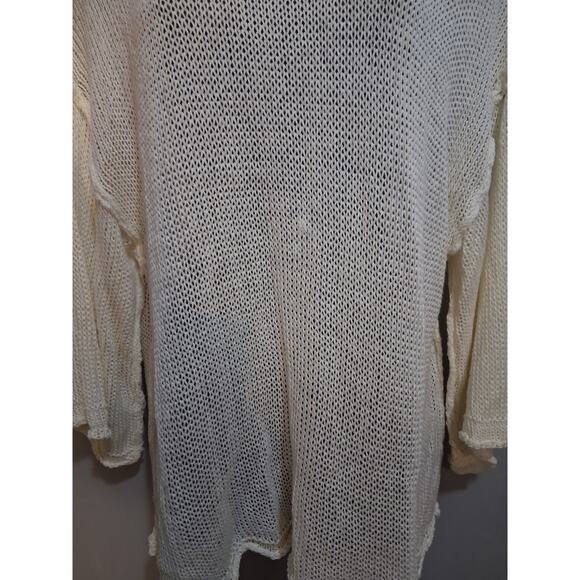 Pol Shirt Medium Cream Open Knit Top Lagenlook Relaxed Bohemian Casual Festival - Picture 4 of 12
